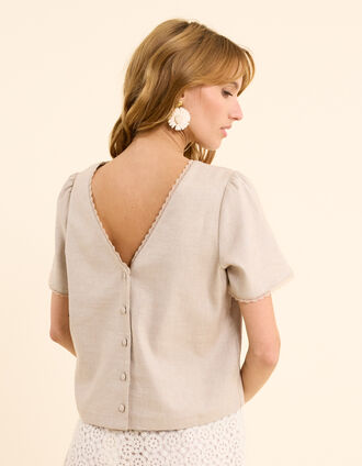 Beige cropped top met knopen I.Code