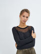 Camiseta gris acanalado con rejilla plumetis I.Code-4