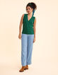 I.Code green lurex knit sleeveless sweater with ruffles-3