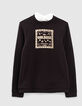 I.Code black slogan sweatshirt with Victorian collar-4
