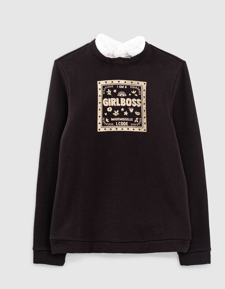 I.Code black slogan sweatshirt with Victorian collar-4 I.Code black slogan sweatshirt with Victorian collar-4