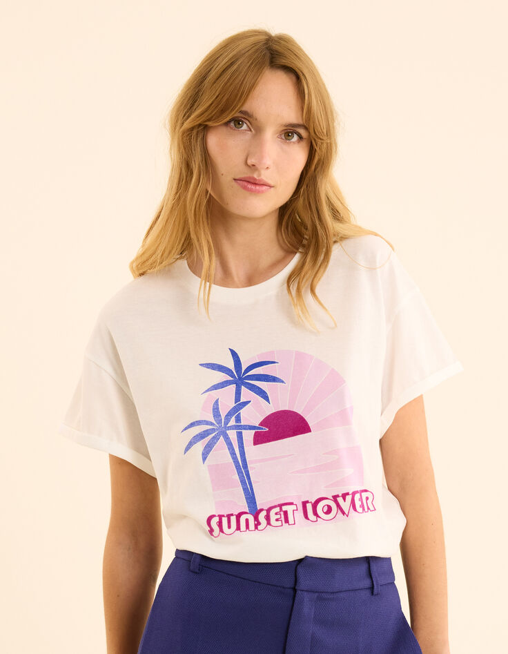 Tee-shirt manches courtes blanc coucher de soleil I.Code-3