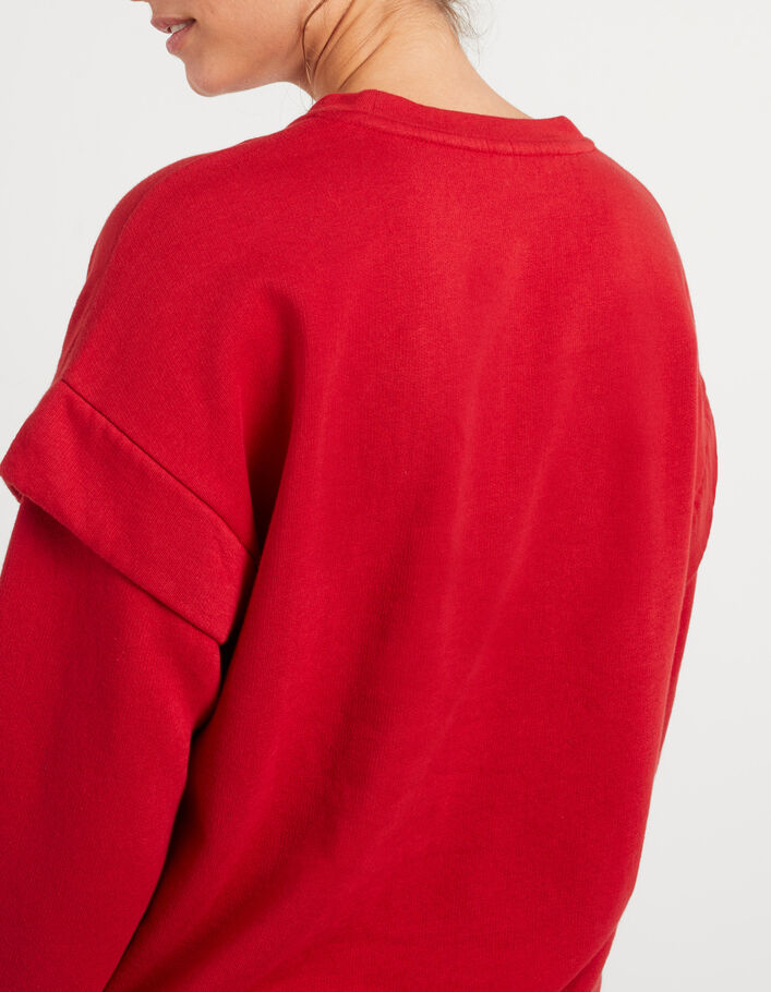 I.Code candy red sweatshirt with sleeve seams - I.CODE