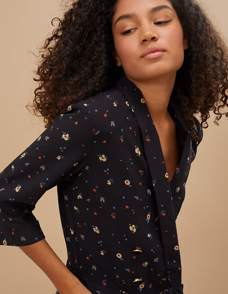 Combi short noire imprimé floral I.Code-4 Combi short noire imprimé floral I.Code-4