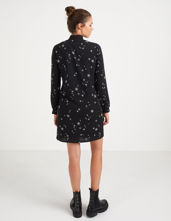 Zwarte jurk sneeuwvlokkenprint I.Code - I.CODE
