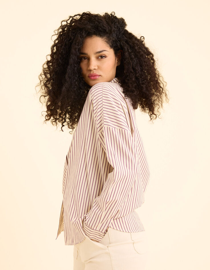 Chemise &eacute;crue ray&eacute;e dark purple brod&eacute;e c&oelig;ur I.Code-8