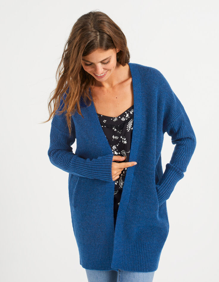 Electric blue halflang vest in ribtricot I.Code-2