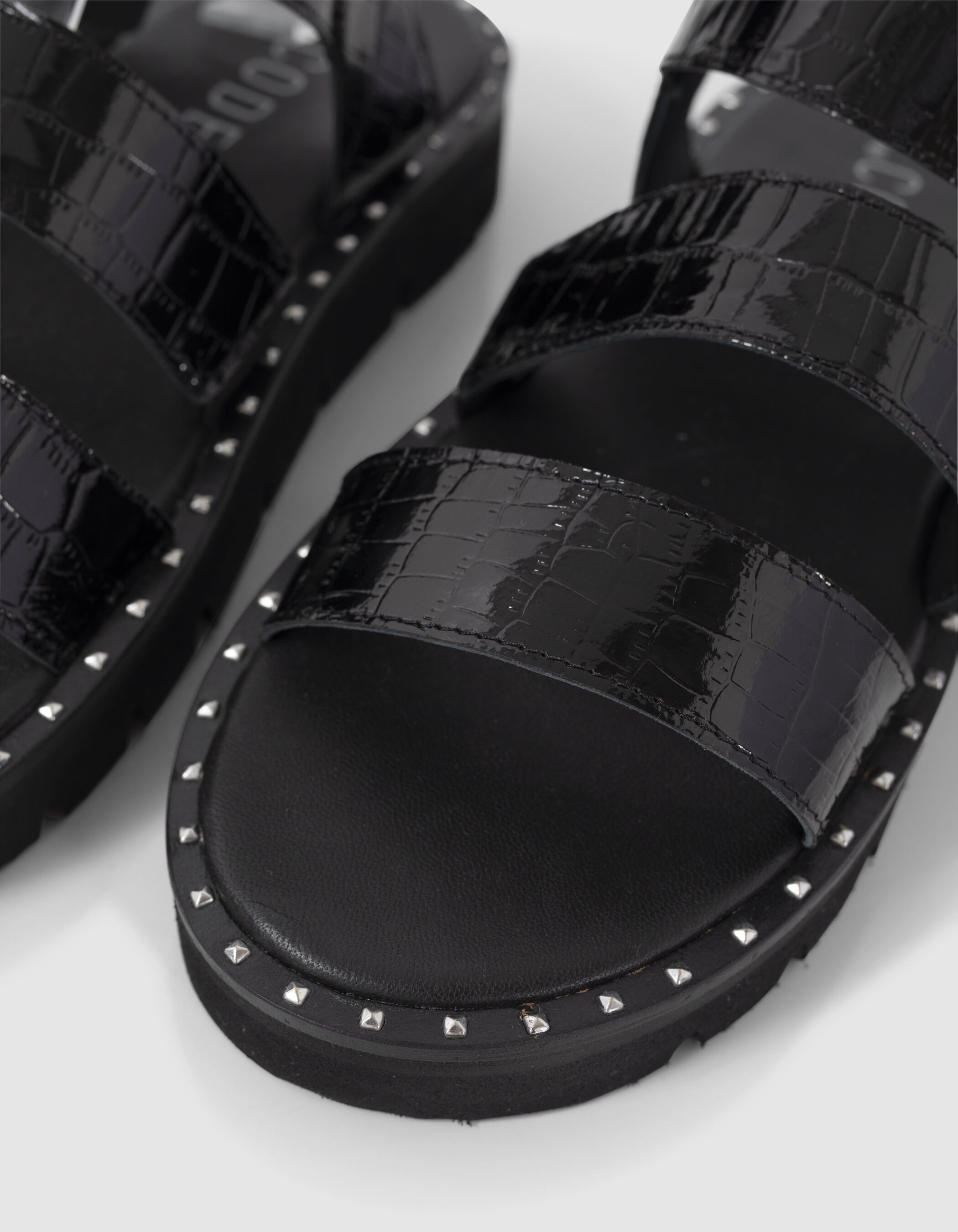 Black crocodile sandals sale