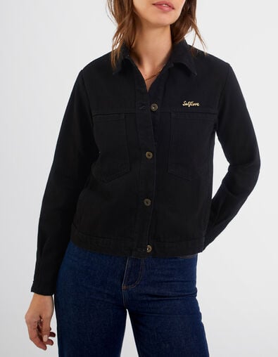 Chaqueta vaquera negra pin dorado I.Code