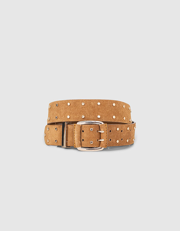 I.Code fawn studded suede wide belt