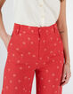 I.Code pink tea rose wide-leg trousers with palm trees-4