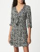 Schwarz LENZING&trade; ECOVERO&trade; Minimal Blumenschleife Kleid Damen-2