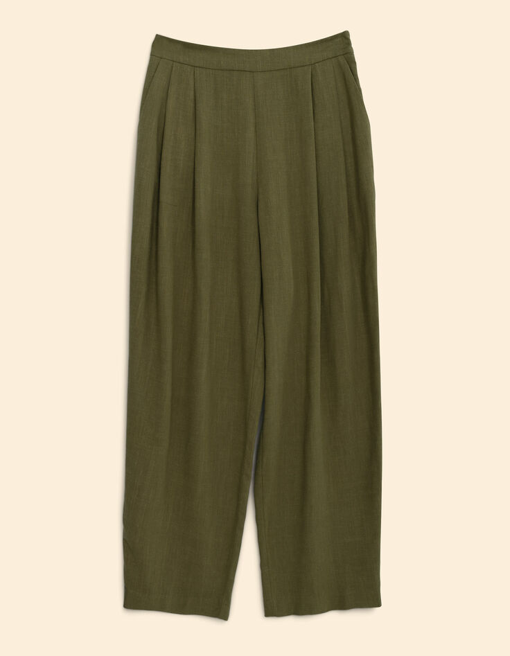 Ecru lurex krijtstreep motief pak broek I.Code-8
