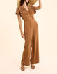 Combinaison-pantalon camel large col cache-c&oelig;ur I.Code-1