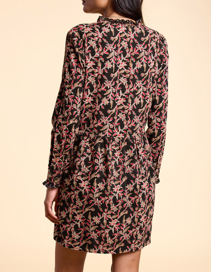 Zwarte jurk Indiase bohemian print I.Code-3 Zwarte jurk Indiase bohemian print I.Code-3