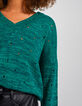 I.Code green openwork knit marl sweater-2