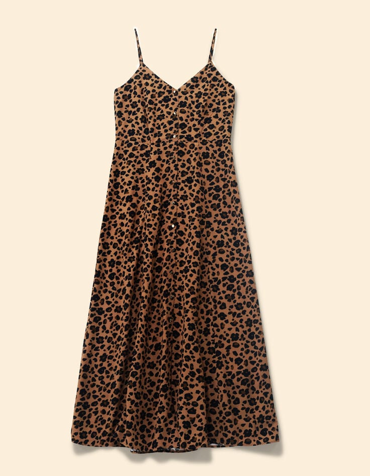 Robe longue fines bretelles imprimé léopard I.Code-7 Robe longue fines bretelles imprimé léopard I.Code-7