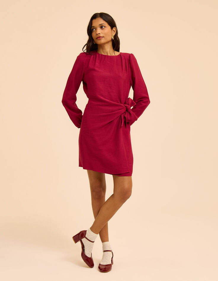 Roze jurk lange mouwen opzij te knopen I.Code-1 Roze jurk lange mouwen opzij te knopen I.Code-1