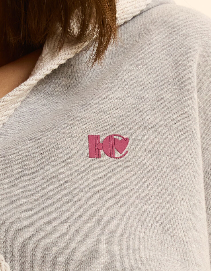 Sweat à capuche gris col cache-cœur I.Code-5