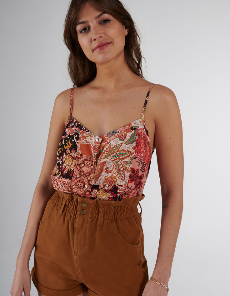 I.Code tea rose floral patchwork print lingerie top-8