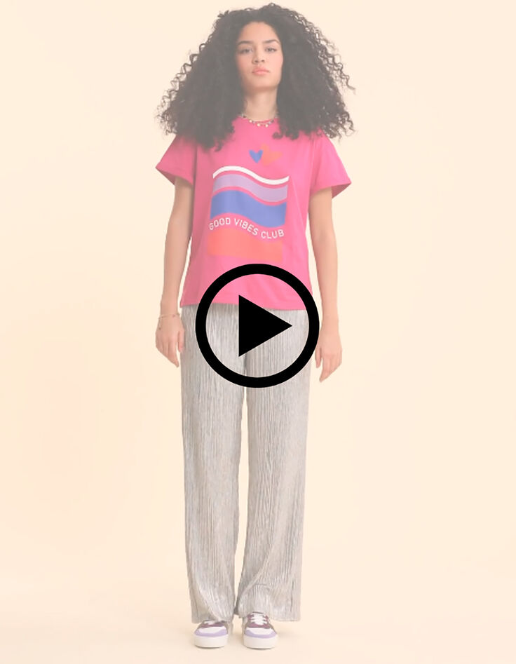 T-shirt rose message, rayures, c&oelig;urs I.Code-4