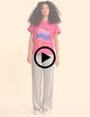 T-shirt rose message, rayures, cœurs I.Code-2 T-shirt rose message, rayures, cœurs I.Code-2