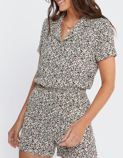 Combi short blanc cassé imprimé feuilles I.Code