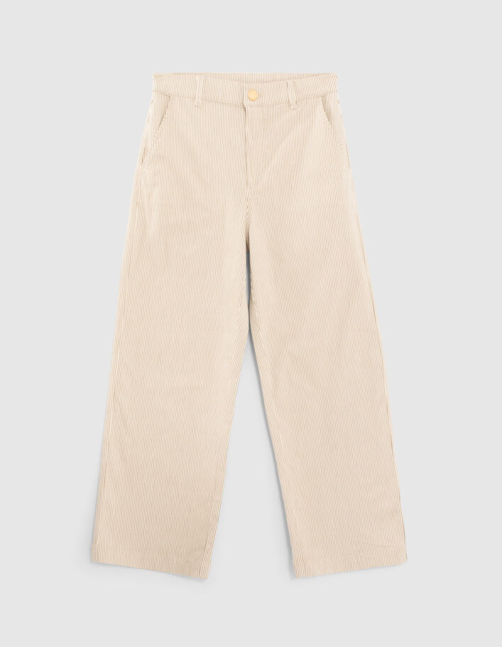 I.Code beige fine-striped wide-leg trousers - I.CODE