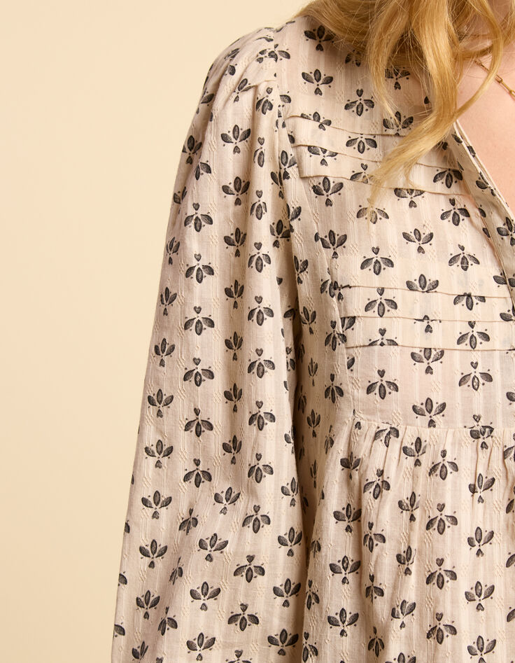 Blouse blanc cassé imprimé pétales noirs I.Code-5