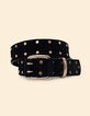 Black leather belt with gold stud decoration I.Code-1