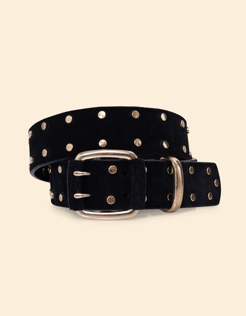 Ceinture noire cuir décor clous dorés I.Code