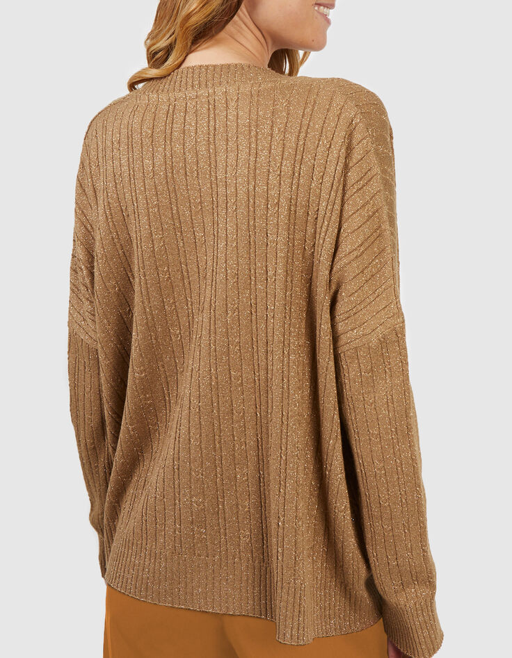 I.Code sand lurex cable knit sweater-3
