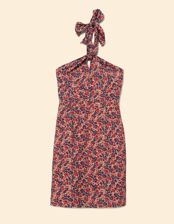 Robe dos-nu rouge imprimé fleuri I.Code-6