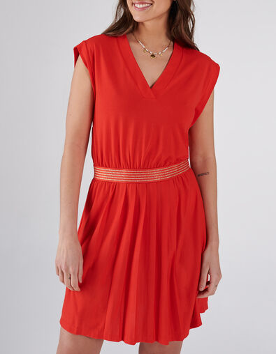 Robe abricot avec élastique rayé lurex or I.Code
