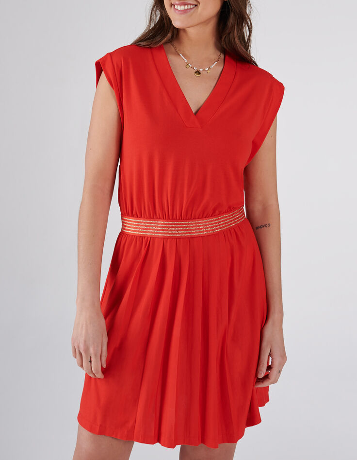 Robe abricot avec élastique rayé lurex or I.Code-1 Robe abricot avec élastique rayé lurex or I.Code-1