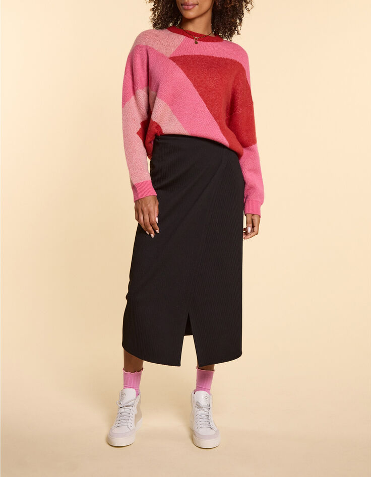 Jersey rojo de jacquard con estampado color block I.Code-2 Jersey rojo de jacquard con estampado color block I.Code-2
