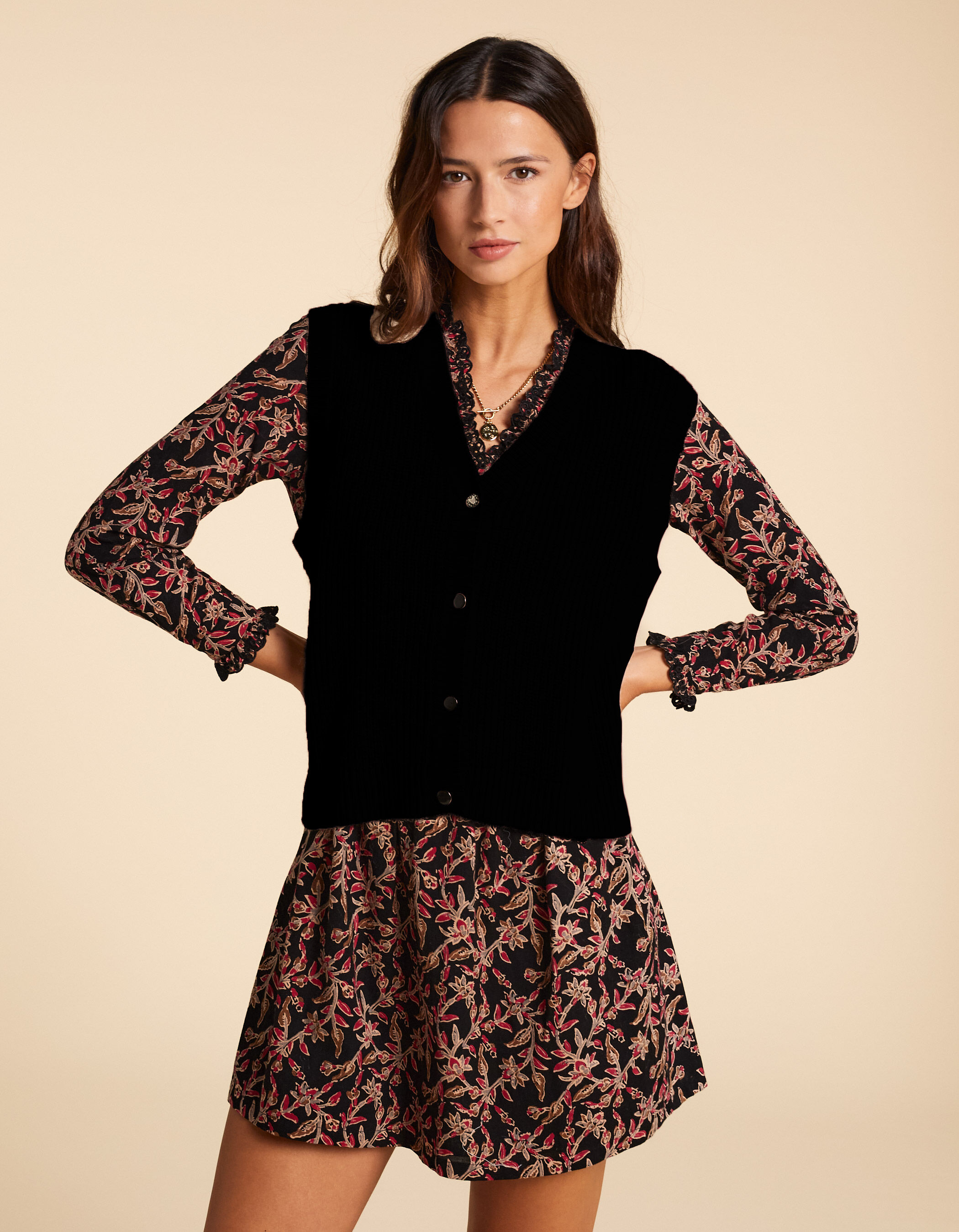 Cardigan sans manches noir en tricot I.Code