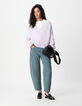 Flieder Alpaka-Pullover Damen mit V-Ausschnitt-4