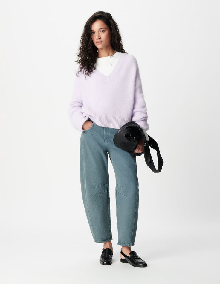 Flieder Alpaka-Pullover Damen mit V-Ausschnitt-4