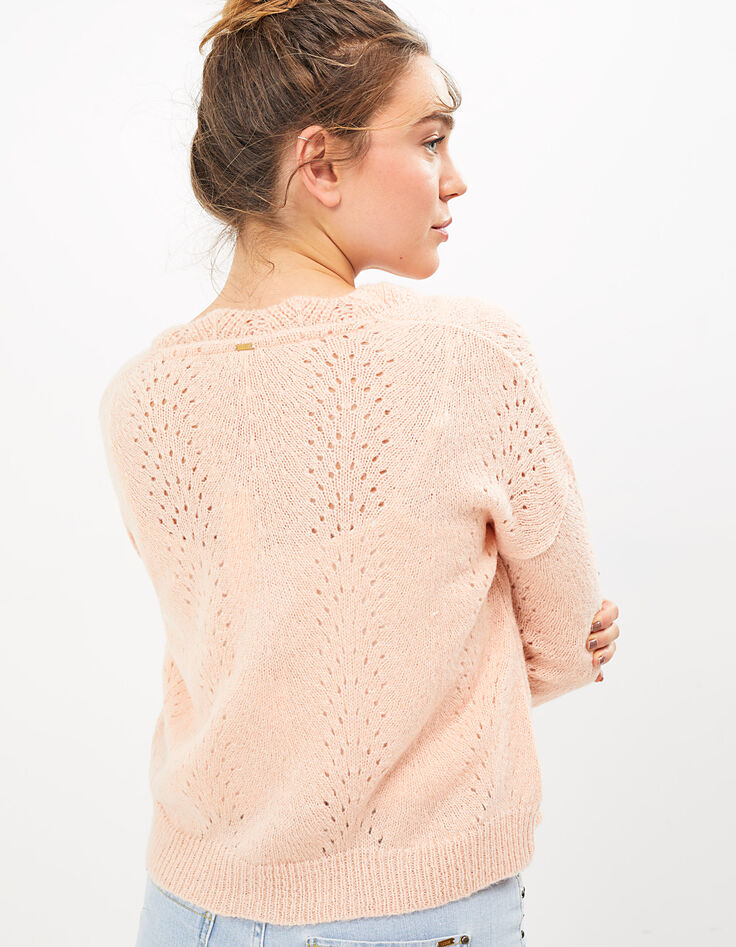 I.Code peach openwork knit cardigan-3 I.Code peach openwork knit cardigan-3