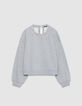 Graues Sweatshirt mit Juwelenausschnitt in &Uuml;bergr&ouml;&szlig;e Damen-5