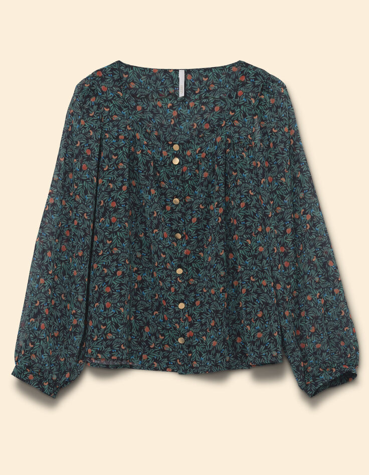 Blouse verte imprimé fruits d'été I.Code-6