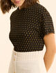 T-shirt noir imprim&eacute; floral coeur I.Code-1