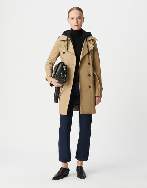 Trench beige capuche noire amovible Femme - IKKS