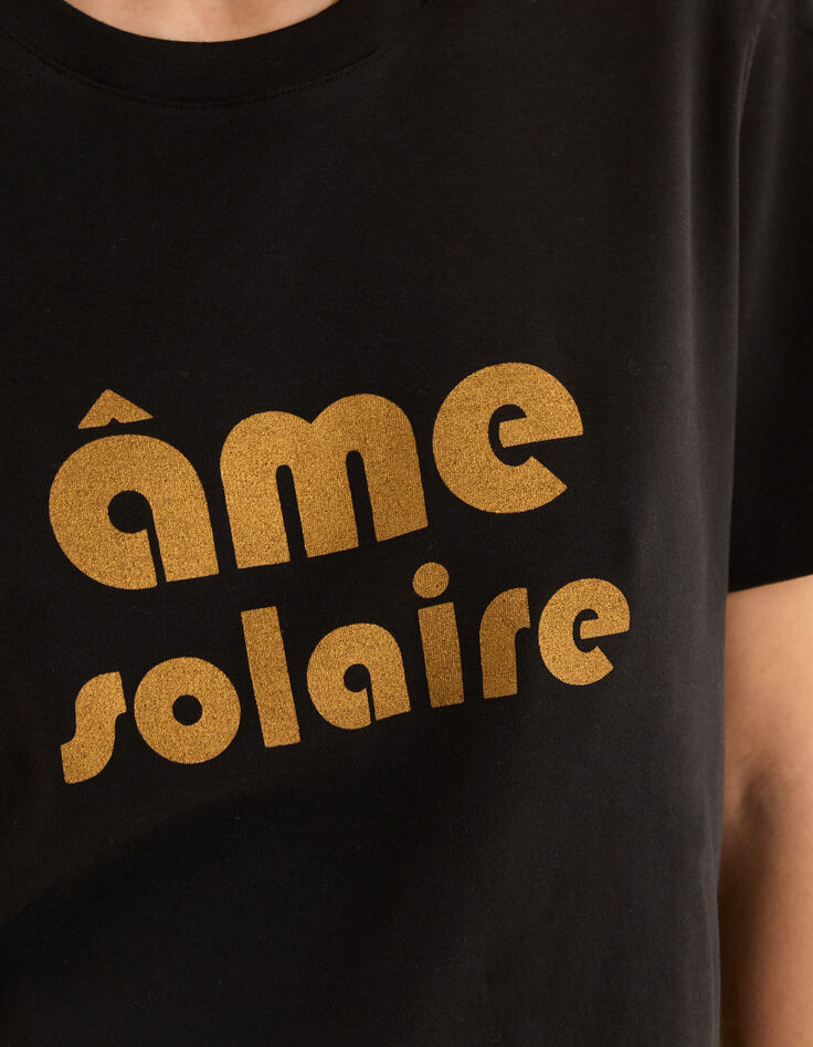T-shirt manches courtes noir message camel I.Code-6