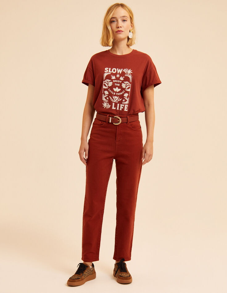 I.Code brown T-shirt with flocked velvet slogan-7 I.Code brown T-shirt with flocked velvet slogan-7