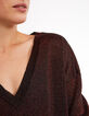 Pull rouge lipstick en maille lurex à col V I.Code-3