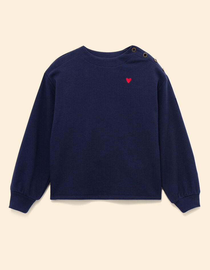 Marine sweater geborduurd hart I.Code-7