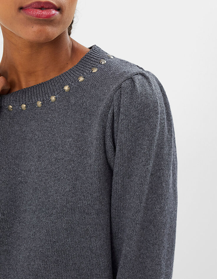 Jersey gris jaspeado cuello con tachuelas I.Code-3