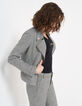 Veste noire esprit motard à motif pied de poule I.Code-1